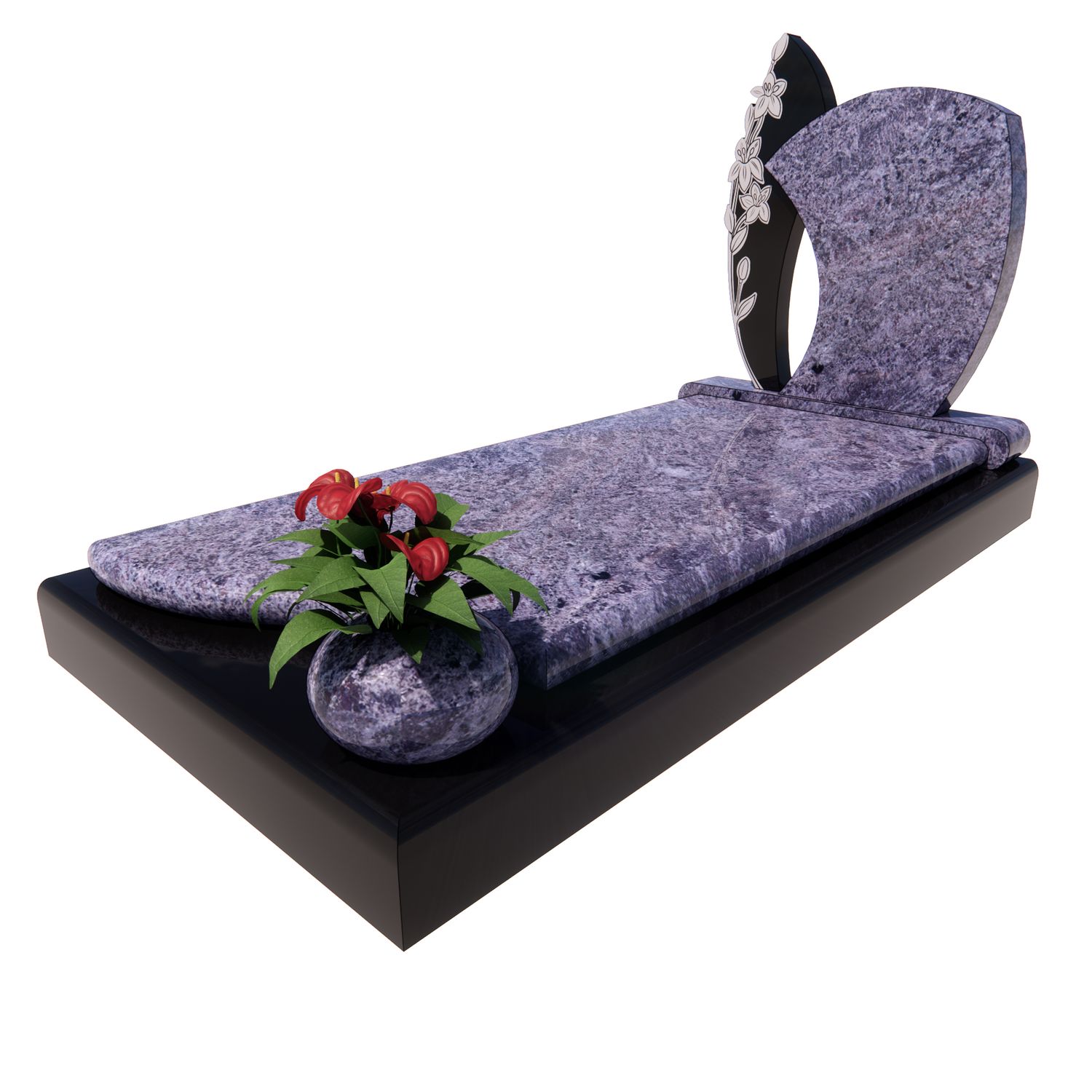 Monument funéraire ANGLIN en granit Bleu Orion &  Noir Intense