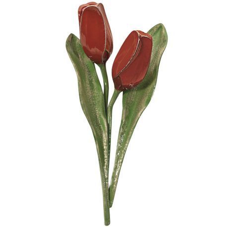 APPLICATION FLEUR H.25X12 ROUGE PEINT À LA MAIN