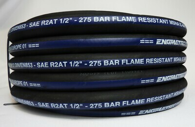 Hydraulic Hose 10 M Coils size 04, 06, 08, or 12, pressure 3,000-5,800 psi Spec 100R2AT MSHA