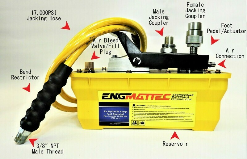 Portable Air Operated 10,000 psi Hydraulic Pump + 2m Hose Portable Air Operated 10,000 psi Hydraulic Pump + 2m Hose