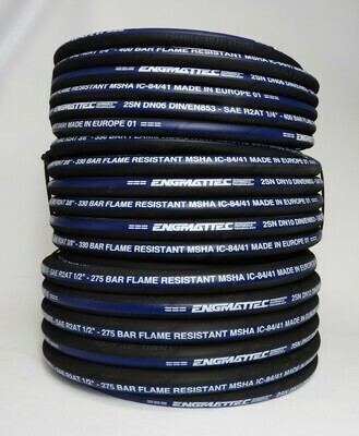 Stack of Two Wire Hydraulic Hose in 3 different sizes 