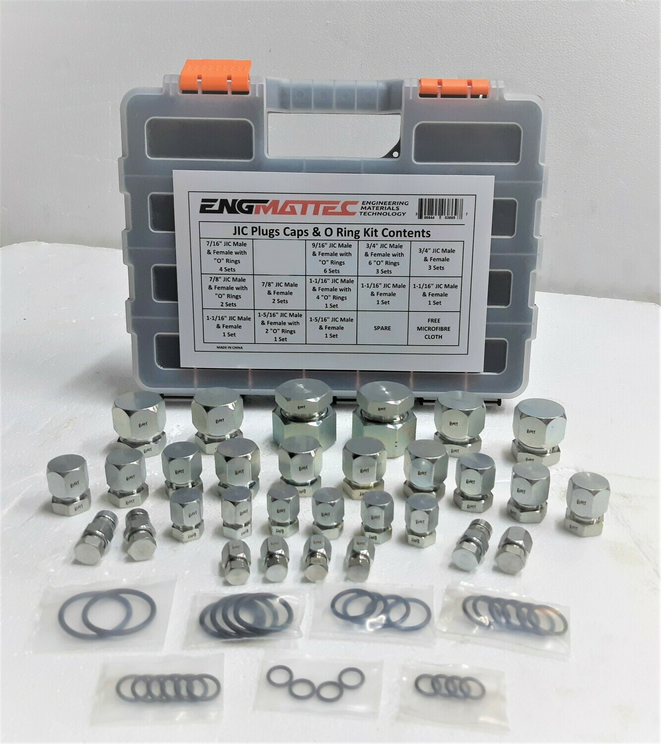 128 Piece JIC and ORFS Industrial Hydraulic Cap and Plug Hose Tube and