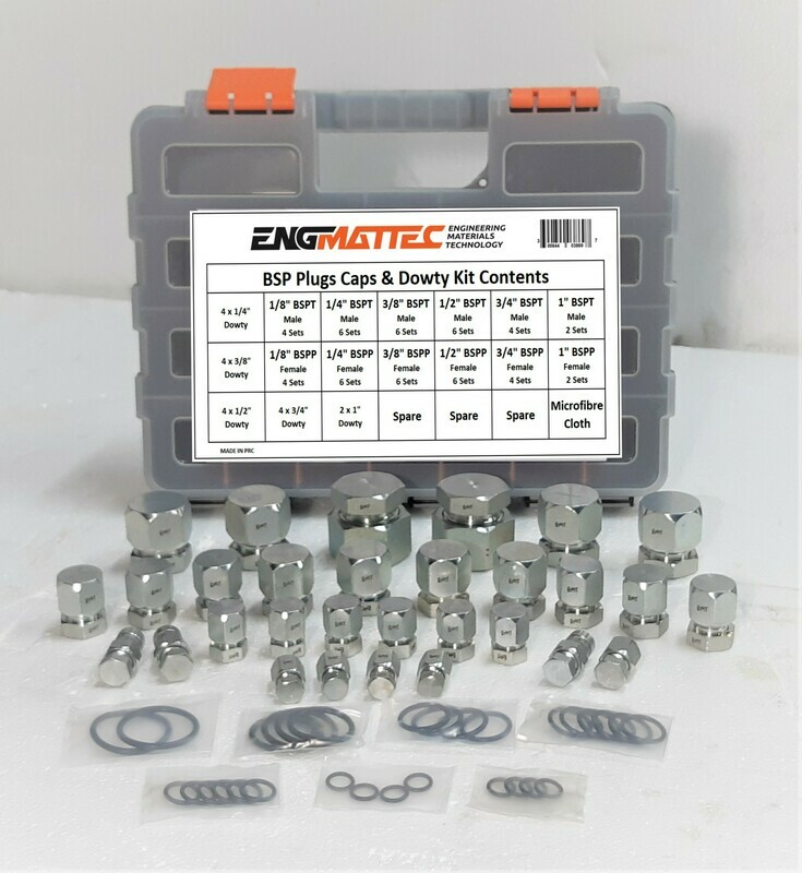 BSP Plug, Cap & Dowty Kit 52 pc in Strong Plastic Case BSP Plug, Cap & Dowty Kit 52 pc in Strong Plastic Case