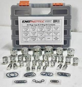 92 Piece JIC Cap and Plug Kit 7 Sizes #4 5 6 8 10 12 16, 37° Tapered Seat Packed in a Strong Plastic Case with Adjustable Partitions Bonus N9 92 Piece JIC Cap and Plug Kit 7 Sizes #4 5 6 8 10 12 16, 37° Tapered Seat Packed in a Strong Plastic Case with Adjustable Partitions Bonus N9