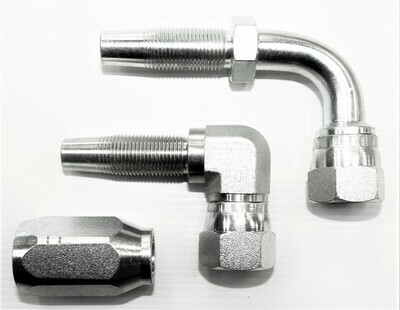 JIC Reusable Hydraulic Hose Fitting 90°s Swept Bend or Compact.