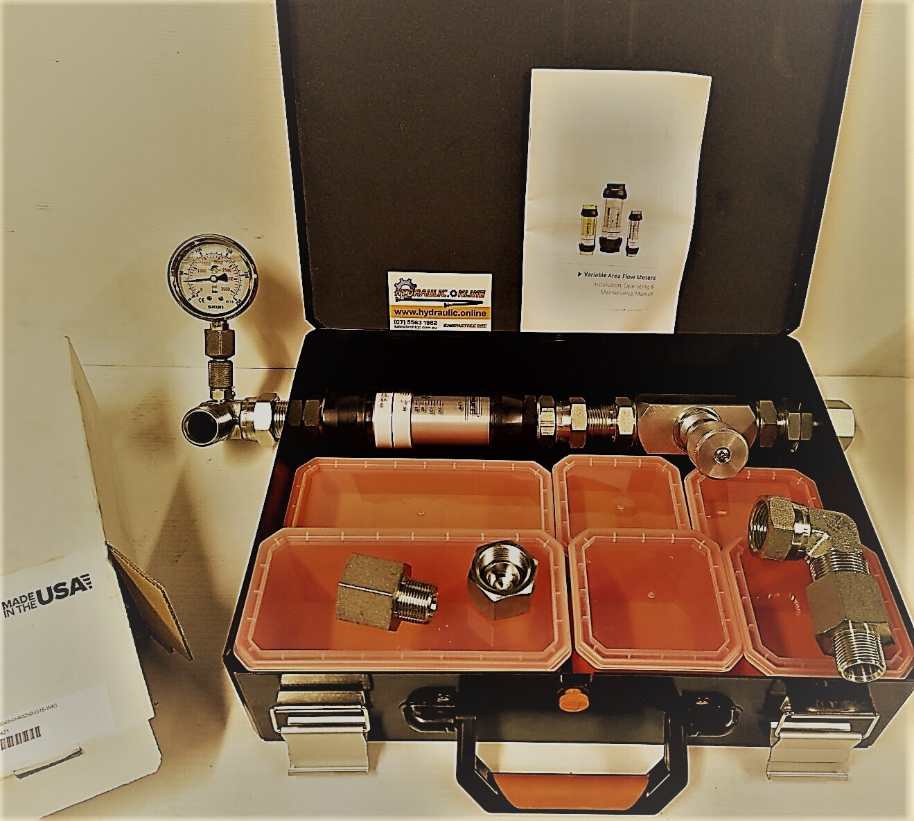 Hydraulic Flow Test Meter Kit Usa Made Stauff, 15-150lpm 3500psi