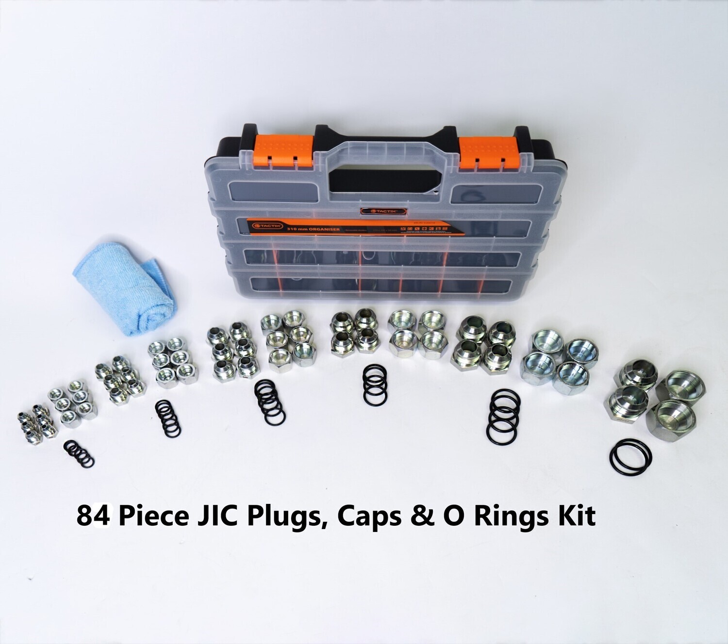 84 Pc JIC Plug & Cap Kit Dash 4 to 16 Strong Case + O rings