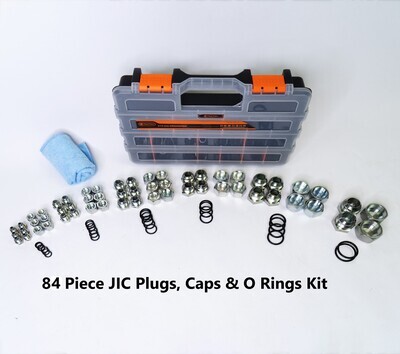 84 Pc JIC Plug & Cap Kit Dash 4 to 16 Strong Case + O rings 84 Pc JIC Plug & Cap Kit Dash 4 to 16 Strong Case + O rings