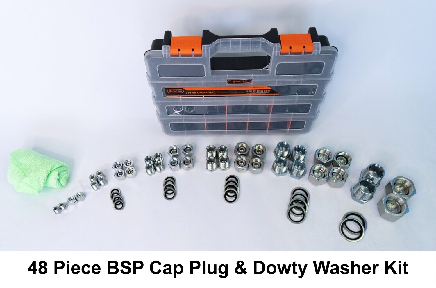 BSP Plug, Cap & Dowty Washer Kit 48 pc in Strong Plastic Case