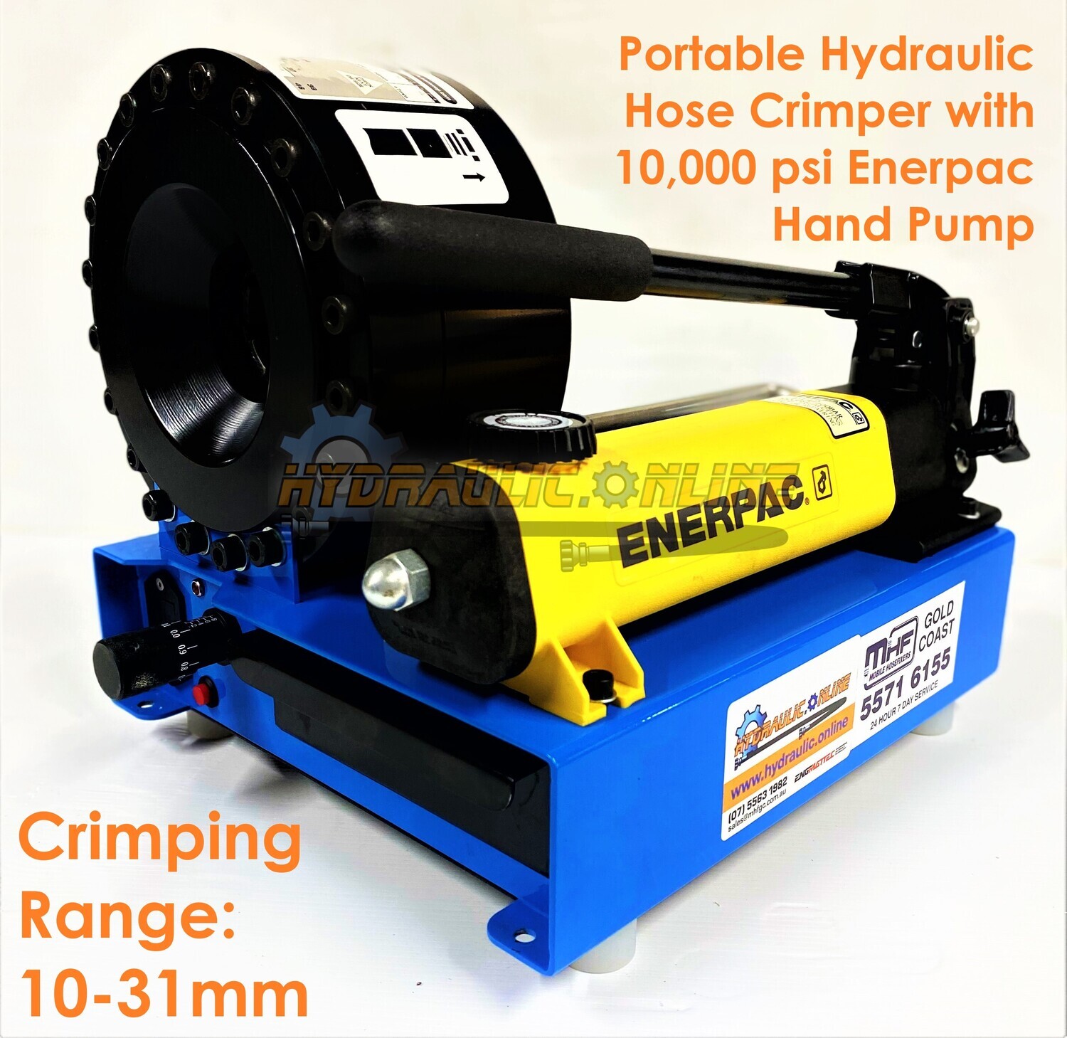 Portable Compact Hand Operated Hydraulic Hose Crimper with a Crimping range 10 to 38 mm 