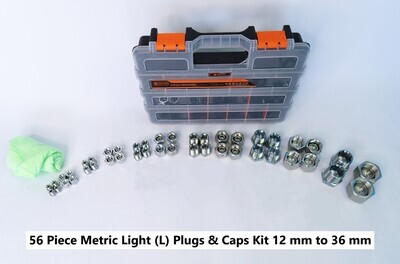 56 Piece METRIC Light (L) Plugs and Caps Kit with Strong Case