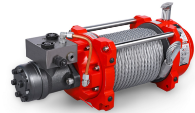 Compact Hydraulic Winch with Rated Line Pull 15,000 lbs 6,800KG 26Mt cable.