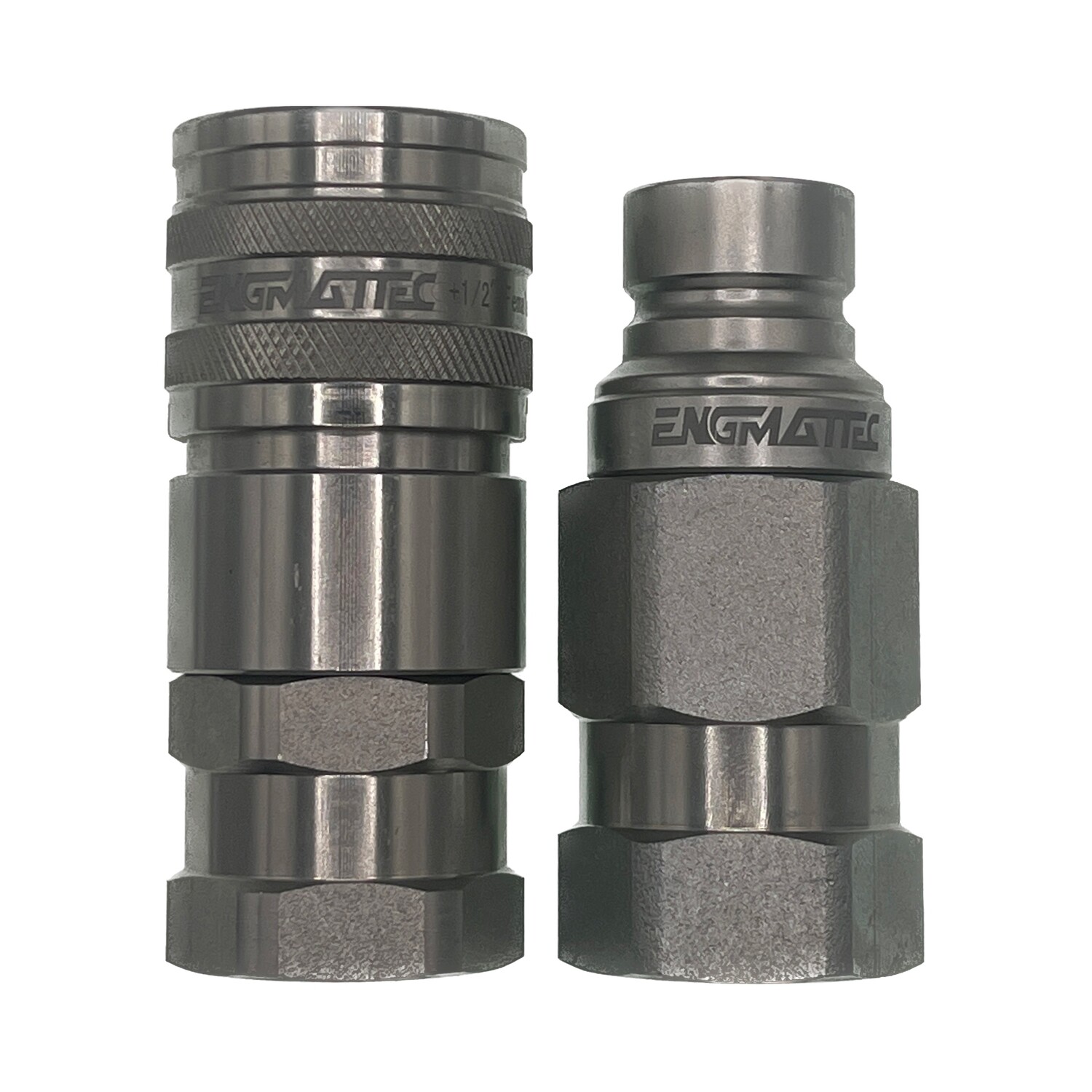 Pair of 1/2 body Quick-connect Flat Face hydraulic couplers with 1-1/16