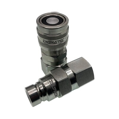 Pair of male and female Flat Face Hydraulic Quick Connect Couplers size 1/2&quot; body with 3/4&quot; UNO threads