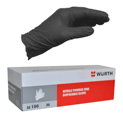 Box of 100 Black &quot;Heavy Duty&quot; Nitrile Protective Gloves &quot;Wurth&quot;