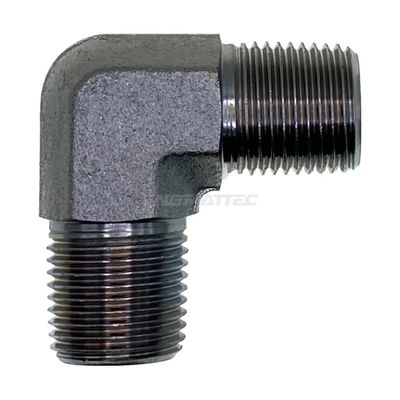 BSP Tapered Male x BSP Tapered Male 90° Compact made from forged Steel for Hydraulic applications