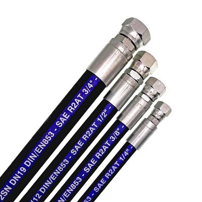 Crimped Hydraulic Hoses in R1, R2, R5, R15 High Pressure, ORFS, BSP, JIC