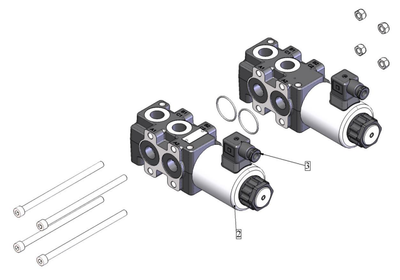 Hydraulic Solenoid Flow Diverter Valve - 6-Port 2-Position, 50 LPM, 25 MPa, Stackable, G 3/8 Ports, 12V DC - View #4