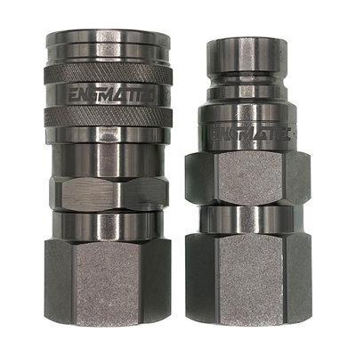 Pair 1/2&quot; BODY Flat Face Hydraulic Couplers UNO Threads FREE Caps