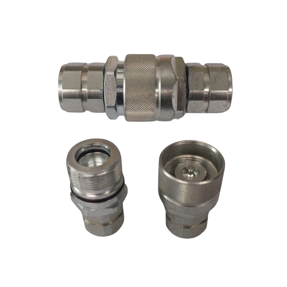 3/4&quot; Hydraulic Screw Together Under Pressure Poppet Coupler ISO 14541 3600 PSI