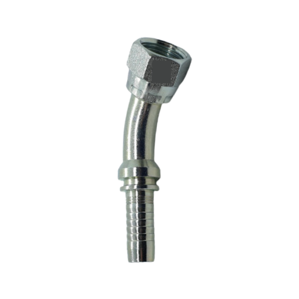 Hydraulic Crimp on Hose Tail Barb ORFS Female 45° Swept - 04 - 20 - Australian Nationwide Shipping