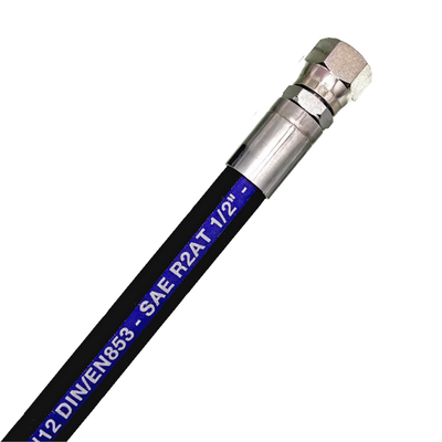 Custom Made Hydraulic Hose Assemblies 4,000 psi 1-2  inch 2 wire Crimp Fittings in BSP JIC ORFS