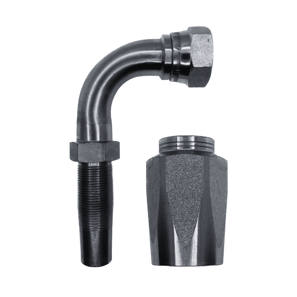 Hose Tail Reusable ORFS Female 90° Swept - With Two Wire Ferrule