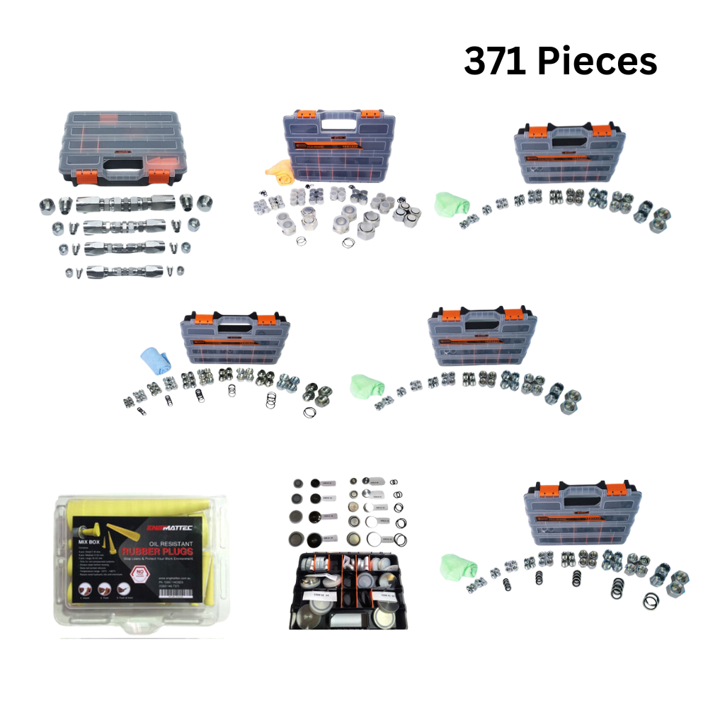 371 piece Universal Hydraulic Leak Kit -JIC, BSP, METRIC L (L), Metric Heavy (S), Conical plug kit