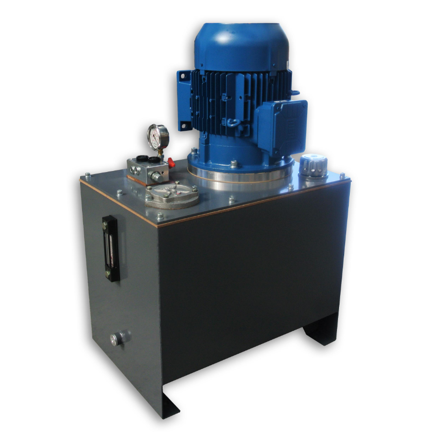 Industrial Hydraulic Power Unit with 3 phase electric motor Tank Top return Filter and distribution manifold with pressure gauge. 
