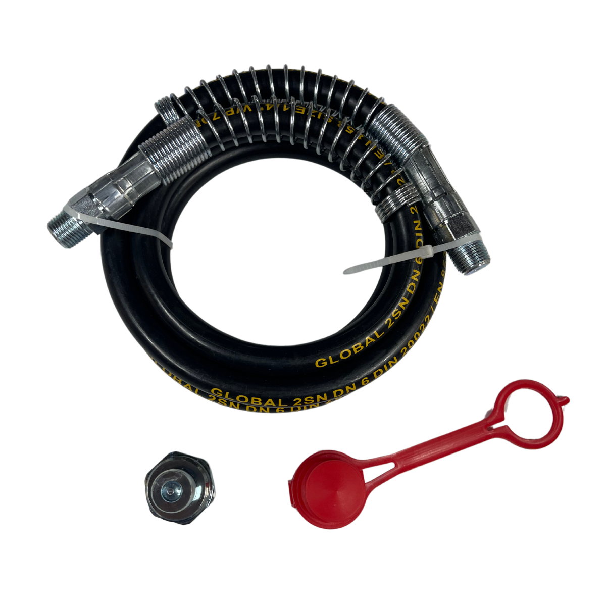 2m long 10,000 PSI Porta Power Hydraulic Jacking Hose with 3/8 NPT Male Jacking Coupler and dust cap. 