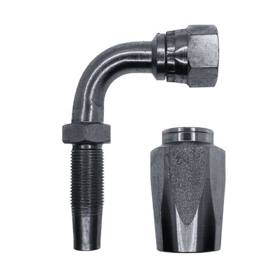 Hose Tail Reusable JIC Female 90° Swept - With ONE Wire Ferrule