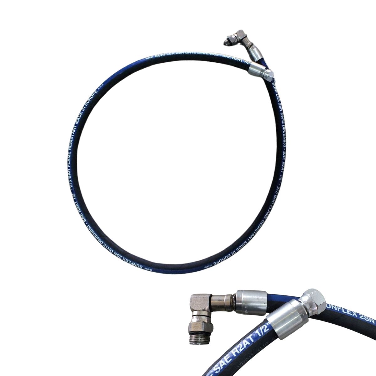 2 m long Auger, Hammer Hydraulic Hose Assembly Crimped Fittings