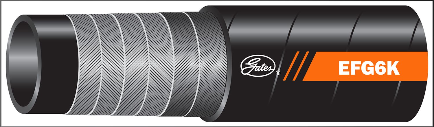 Cutaway Drawing of the 6 layers Spiral High Tensile Steel wire Reinforcement in GATES 1&quot; 6,000 psi 16EFG6K Hydraulic Hose.