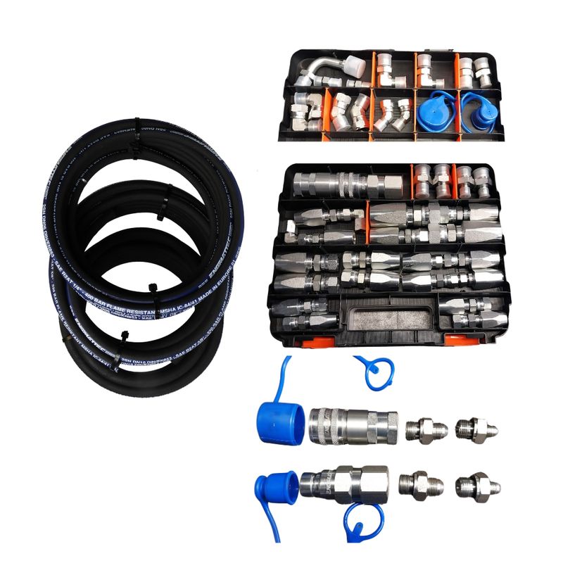 55 Pc DIY Hydraulic Hose Emergency Repair Kit Bobcat Skid Steer & Excavator