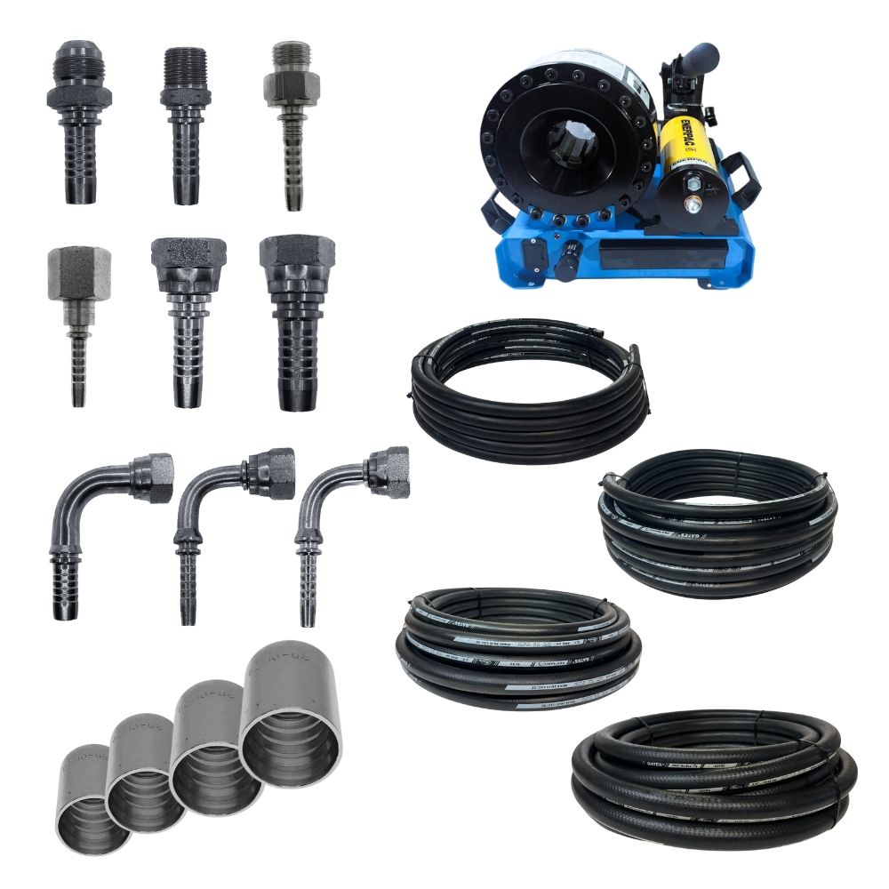 Gates 2 Piece Little Ripper Kit with 2 Piece hose tails, Cr2 Smooth cover hose &amp; Hand crimper