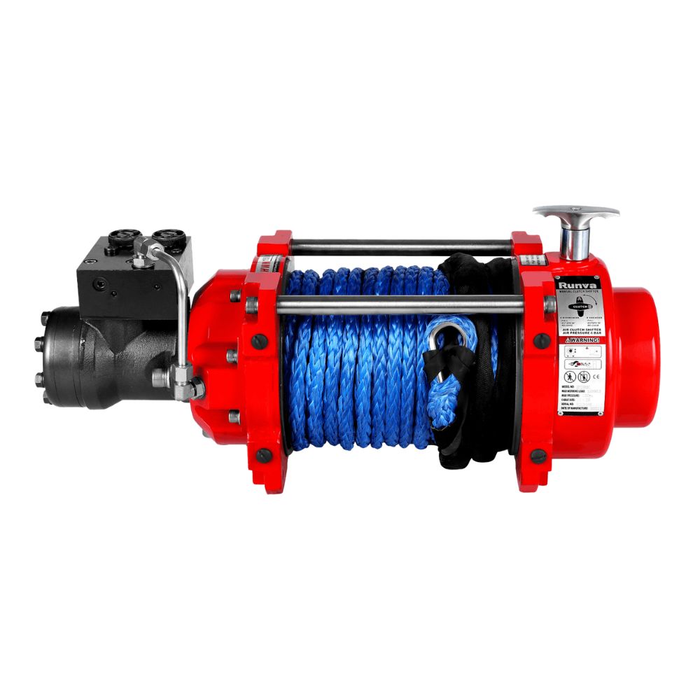Compact Hydraulic Winch 4x4 or Tractor Rated Line Pull 15,000 lbs 6,800KG 25mt cable - Manual Synthetic Rope