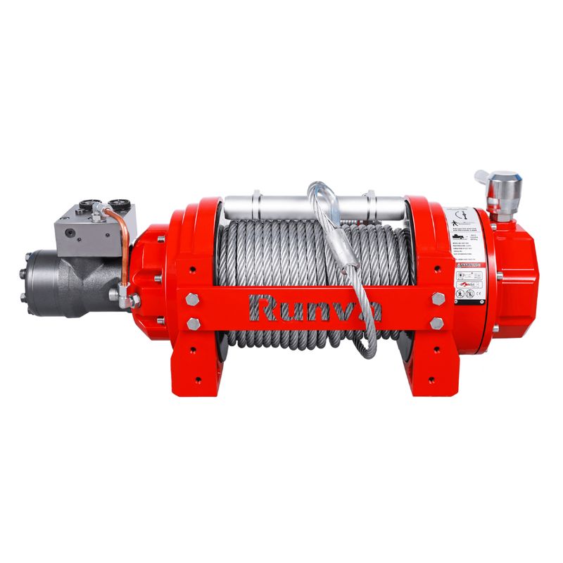 Wide Drum Hydraulic Winch Tilt Trays Tow Trucks 15,000 Lbs 6,800KG 26.5 meter cable - Manual Runva HWV15000 15,000lb hydraulic winch with wide drum and cable tensioner