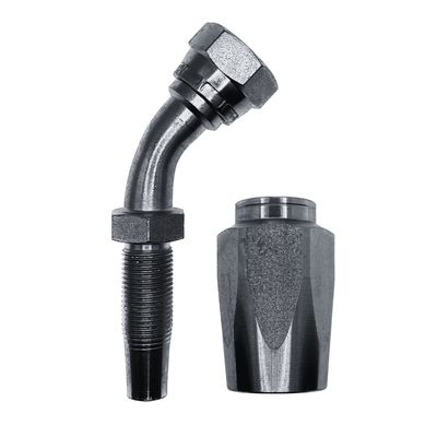 Hose Tail Reusable BSP Swivel Female 45° Swept - With One Wire Ferrule