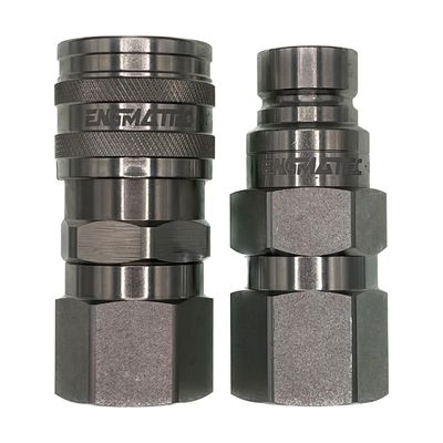 Pair 1/2" BODY Flat Face Hydraulic Couplers UNO Threads FREE Caps