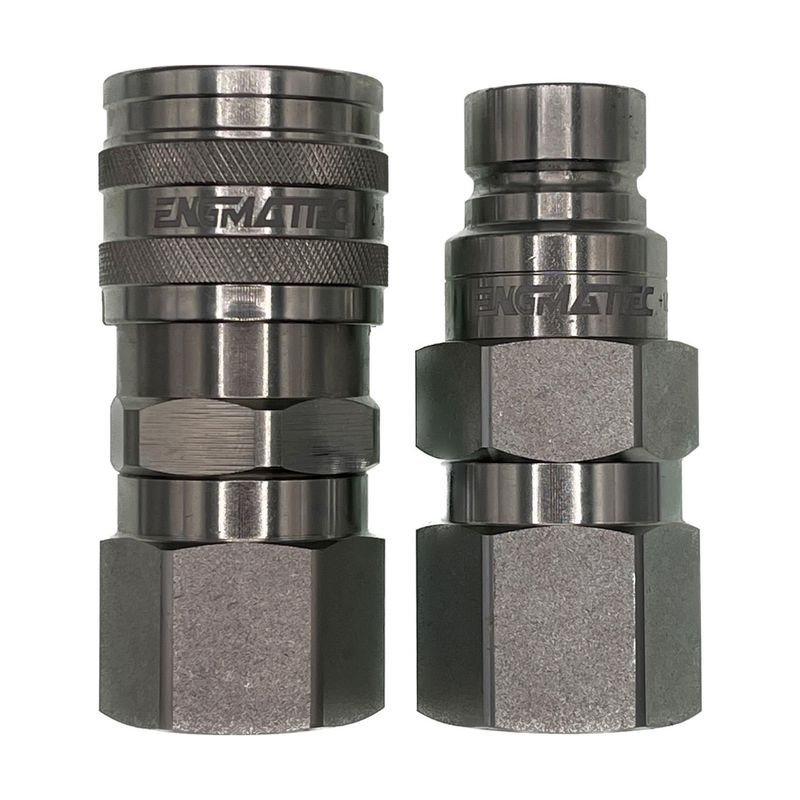 Engmattec Flat Face Hydraulic Couplers - UNO Threads - 3/4 to 1-1/16 Inch Engmattec Flat Face Hydraulic Couplers - UNO Threads - 3/4 to 1-1/16 Inch