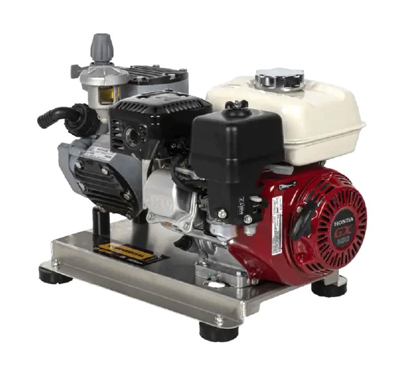 COMET P40-20 Soft Wash Pump 43 Lt/min with Honda GX200 Engine Skid Mounted Comet P40 Soft Wash Diaphragm Pump complete with Honda GX200 all mounted on an Aviation Grade Aluminium Base Plate