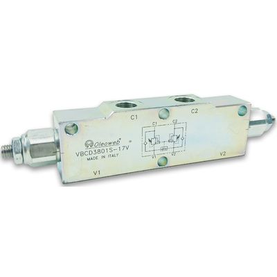 Dual Counter Balance Valve with 3/8 BSPP Ports flows up to 40 Lt/min Pressure Adjustable from 30 to 210 bar 