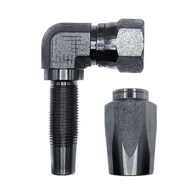 Hose Tail Reusable JIC Female 90° Compact - With ONE Wire Ferrule