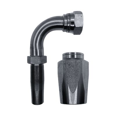 Hose Tail Reusable BSP Swivel Female 90° Swept - With One Wire Ferrule