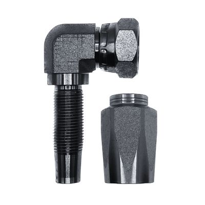 Hose Tail Reusable BSP Swivel Female 90° Compact - With Two Wire Ferrule