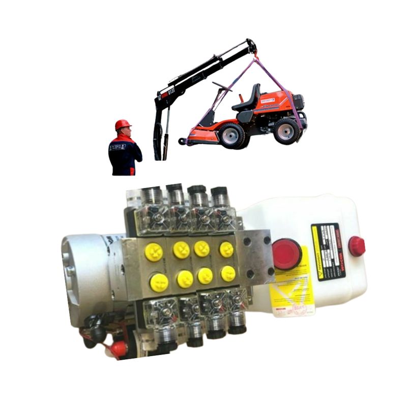 Mocen Crane Truck DC Hydraulic Power Pack - 4 x Double Acting, 12 or 24 Volt Hydraulic Power Pack Crane Truck 12 - 24V DC 4 x Dbl Acting 5.0 LtMin 3000 PSI