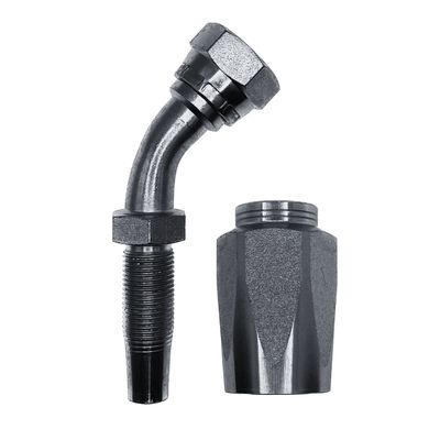 Hose Tail Reusable BSP Swivel Female 45° Swept - With Two Wire Ferrule