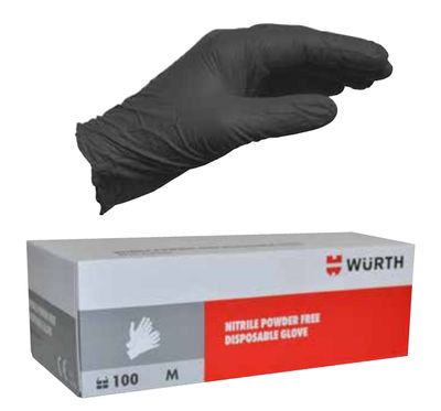 Box of 100 Black "Heavy Duty" Nitrile Protective Gloves "Wurth"