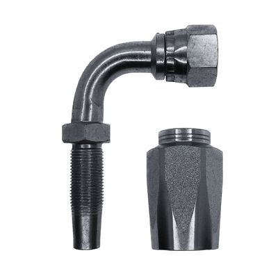 Hose Tail Reusable JIC Female 90° Swept - With TWO Wire Ferrule