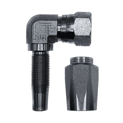 Hose Tail Reusable JIC Female 90° Compact - With TWO Wire Ferrule